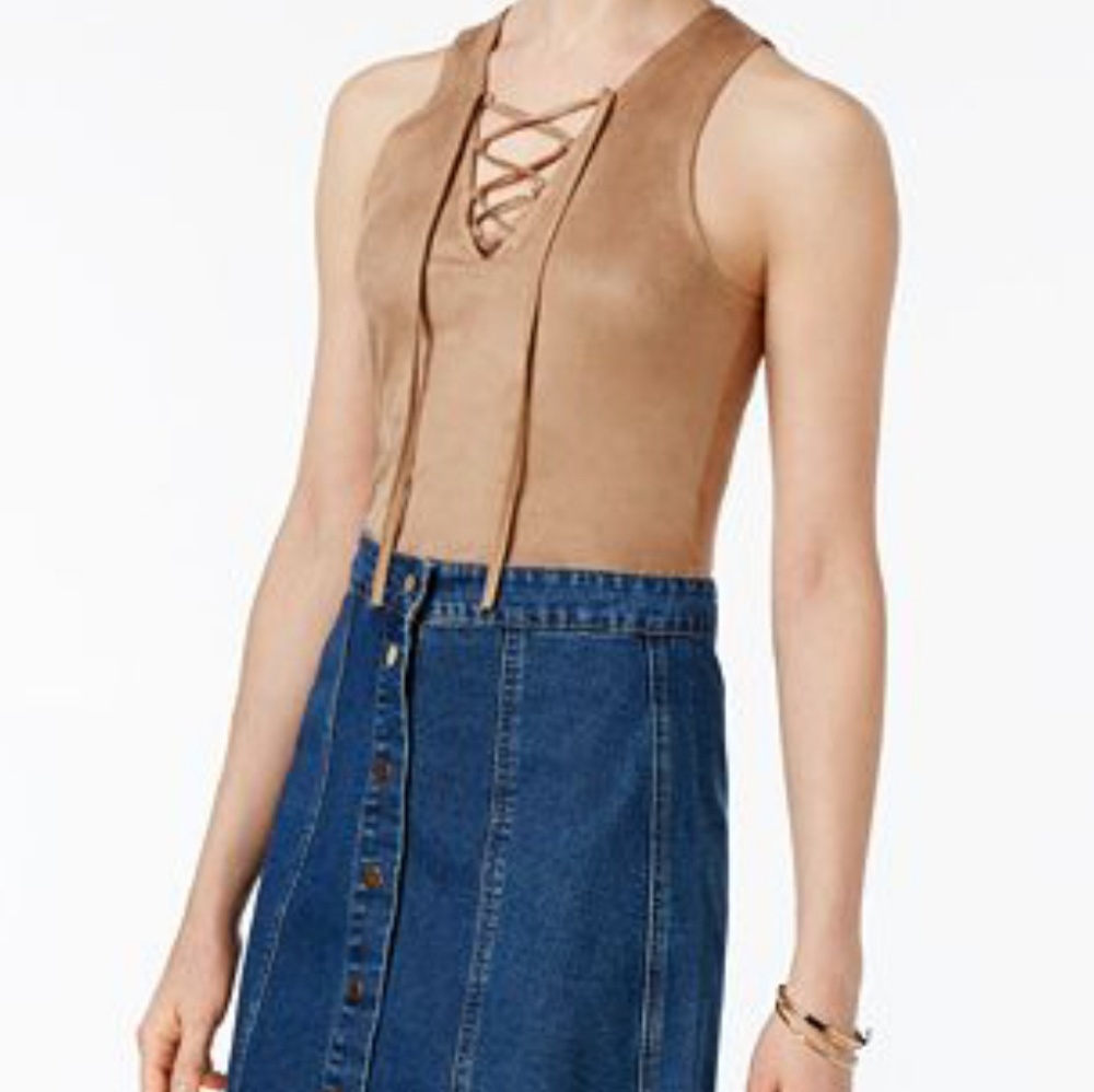 Faux suede body suit